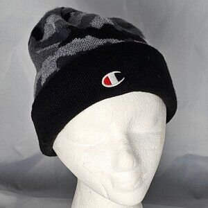 Black and Gray Camo Champions Beanie